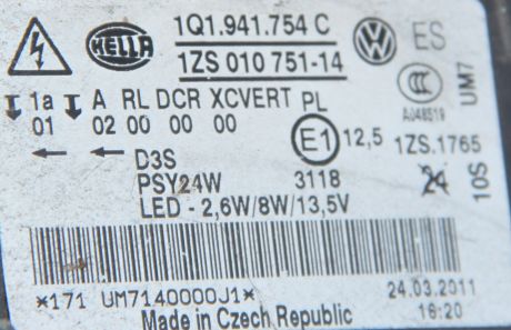 Far dreapta xenon LED VW Eos (1F) facelift 2010-2015 1Q1941754C