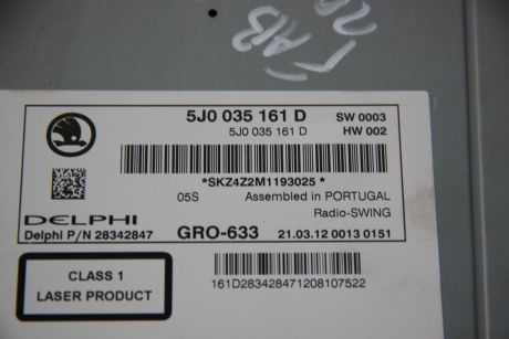 Radio CD MP3 Skoda Fabia 2 (5J) 2007-2014 5J0035161D