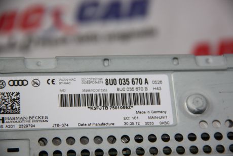Unitate MMI Audi Q3 8U 2011-2018 8U0035670A