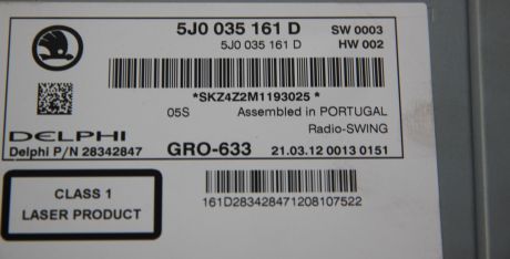 Radio CD MP3 Skoda Roomster (5J) 2006-2015 5J0035161D