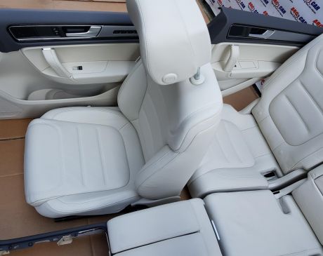 Interior complet din piele alba full electric cu memorie VW Touareg (7P) 2010-2018